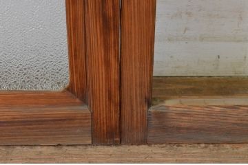 アンティーク建具　シンプルな和風の大判ガラスの窓4枚セット(引き戸、ガラス戸、レトロ)(R-065259)