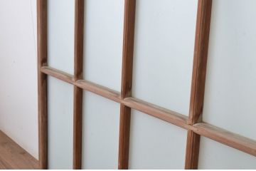 アンティーク建具　上手物!　古い木味の面取り桟ガラス窓2枚セット(ガラス戸、引き戸)(R-065260)