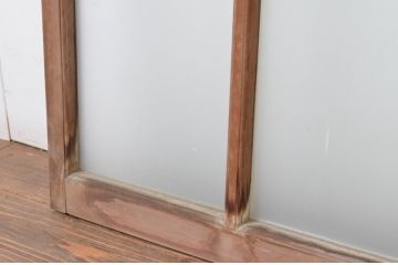 アンティーク建具　上手物!　古い木味の面取り桟ガラス窓2枚セット(ガラス戸、引き戸)(R-065260)