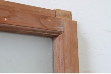 アンティーク建具　上手物!　古い木味の面取り桟ガラス窓2枚セット(ガラス戸、引き戸)(R-065260)