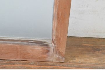 アンティーク建具　上手物!　古い木味の面取り桟ガラス窓2枚セット(ガラス戸、引き戸)(R-065260)