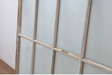 アンティーク建具　上手物!　古い木味の面取り桟ガラス窓2枚セット(ガラス戸、引き戸)(R-065260)
