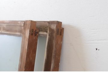 アンティーク建具　上手物!　古い木味の面取り桟ガラス窓2枚セット(ガラス戸、引き戸)(R-065260)