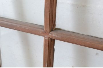 アンティーク建具　上手物!　古い木味の面取り桟ガラス窓2枚セット(ガラス戸、引き戸)(R-065262)