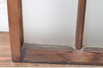 アンティーク建具　上手物!　古い木味の面取り桟ガラス窓2枚セット(ガラス戸、引き戸)(R-065262)