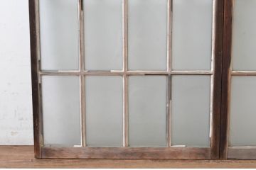 アンティーク建具　上手物!　古い木味の面取り桟ガラス窓2枚セット(ガラス戸、引き戸)(R-065262)