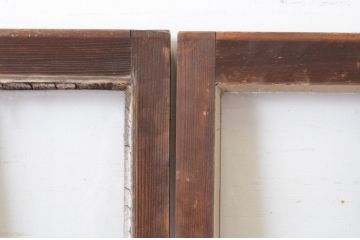 アンティーク建具　上手物!　古い木味の面取り桟ガラス窓2枚セット(ガラス戸、引き戸)(R-065262)
