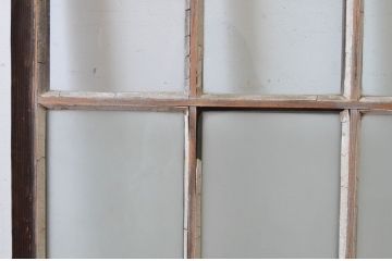 アンティーク建具　上手物!　古い木味の面取り桟ガラス窓2枚セット(ガラス戸、引き戸)(R-065262)