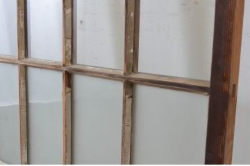 アンティーク建具　上手物!　古い木味の面取り桟ガラス窓2枚セット(ガラス戸、引き戸)(R-065262)