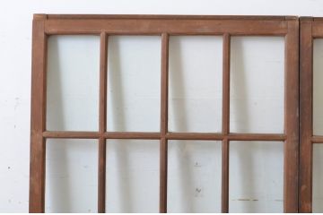 アンティーク建具　上手物!　古い木味の面取り桟ガラス窓2枚セット(ガラス戸、引き戸)(R-065263)