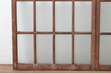 アンティーク建具　上手物!　古い木味の面取り桟ガラス窓2枚セット(ガラス戸、引き戸)(R-065263)