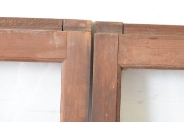 アンティーク建具　上手物!　古い木味の面取り桟ガラス窓2枚セット(ガラス戸、引き戸)(R-065263)