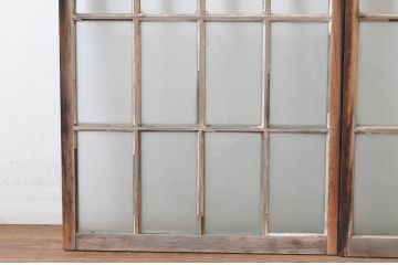 アンティーク建具　上手物!　古い木味の面取り桟ガラス窓2枚セット(ガラス戸、引き戸)(R-065263)