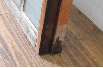 アンティーク建具　上手物!　古い木味の面取り桟ガラス窓2枚セット(ガラス戸、引き戸)(R-065263)