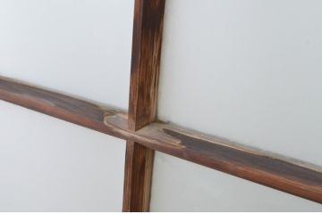 アンティーク建具　古い木味のガラス窓2枚セット(引き戸、ガラス戸)(R-065264)