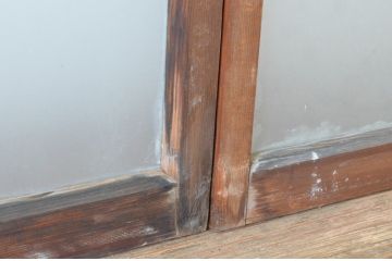 アンティーク建具　古い木味のガラス窓2枚セット(引き戸、ガラス戸)(R-065264)
