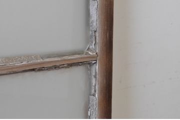 アンティーク建具　古い木味のガラス窓2枚セット(引き戸、ガラス戸)(R-065264)