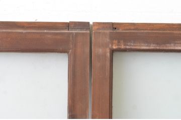 アンティーク建具　上手物!　古い木味の面取り桟ガラス窓2枚セット(ガラス戸、引き戸)(R-065265)