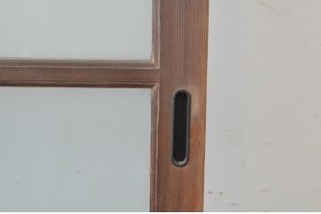 アンティーク建具　上手物!　古い木味の面取り桟ガラス窓2枚セット(ガラス戸、引き戸)(R-065265)