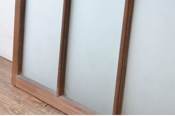 アンティーク建具　上手物!　古い木味の面取り桟ガラス窓2枚セット(ガラス戸、引き戸)(R-065265)