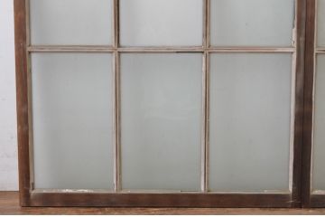 アンティーク建具　上手物!　古い木味の面取り桟ガラス窓2枚セット(ガラス戸、引き戸)(R-065265)