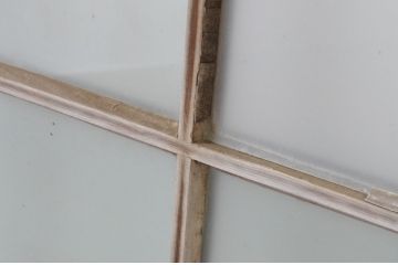 アンティーク建具　上手物!　古い木味の面取り桟ガラス窓2枚セット(ガラス戸、引き戸)(R-065265)