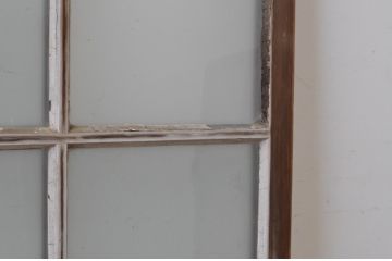 アンティーク建具　上手物!　古い木味の面取り桟ガラス窓2枚セット(ガラス戸、引き戸)(R-065265)