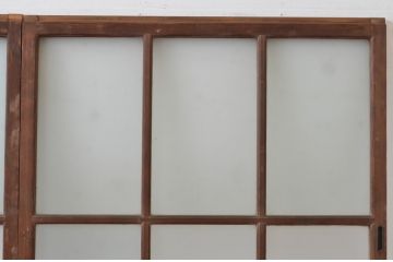 アンティーク建具　上手物!　古い木味の面取り桟ガラス窓2枚セット(ガラス戸、引き戸)(R-065267)