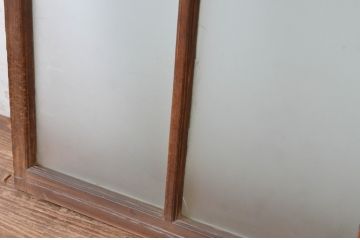 アンティーク建具　上手物!　古い木味の面取り桟ガラス窓2枚セット(ガラス戸、引き戸)(R-065267)