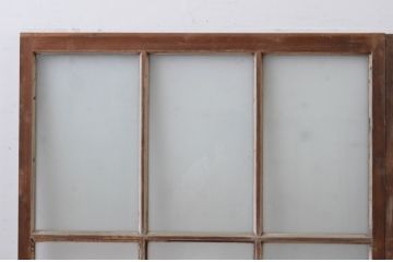 アンティーク建具　上手物!　古い木味の面取り桟ガラス窓2枚セット(ガラス戸、引き戸)(R-065267)