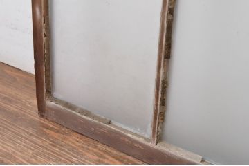アンティーク建具　上手物!　古い木味の面取り桟ガラス窓2枚セット(ガラス戸、引き戸)(R-065267)