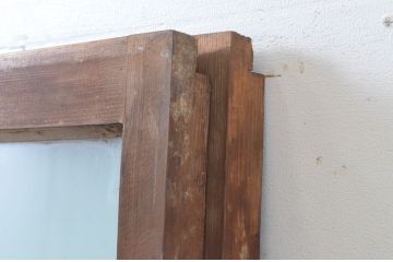 アンティーク建具　上手物!　古い木味の面取り桟ガラス窓2枚セット(ガラス戸、引き戸)(R-065267)