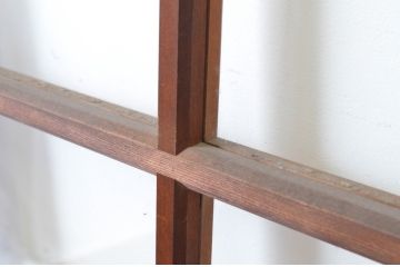 アンティーク建具　上手物!　古い木味の升目格子のガラス窓4枚セット(マス目、ガラス戸、引き戸)(R-065268)