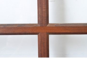 アンティーク建具　上手物!　古い木味の升目格子のガラス窓4枚セット(マス目、ガラス戸、引き戸)(R-065268)