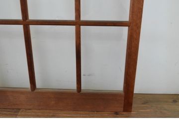 アンティーク建具　上手物!　古い木味の升目格子のガラス窓4枚セット(マス目、ガラス戸、引き戸)(R-065268)