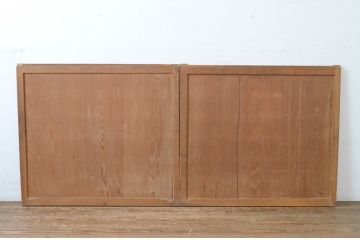 アンティーク建具　昭和初期　古い木味の舞良戸窓2枚セット(まいらど、板戸、引き戸)(R-065279)