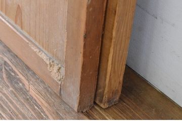 アンティーク建具　昭和初期　古い木味の舞良戸窓2枚セット(まいらど、板戸、引き戸)(R-065279)