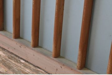 アンティーク建具　古い木味の格子入り横長ガラス窓4枚セット(ガラス戸、引き戸、明かり取り、明り取り、欄間)(R-065282)