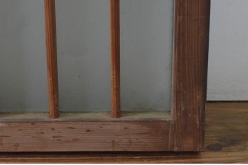 アンティーク建具　古い木味の格子入り横長ガラス窓4枚セット(ガラス戸、引き戸、明かり取り、明り取り、欄間)(R-065282)