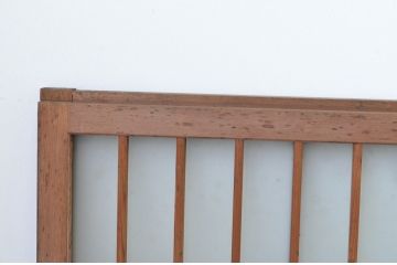 アンティーク建具　古い木味の格子入り横長ガラス窓4枚セット(ガラス戸、引き戸、明かり取り、明り取り、欄間)(R-065285)