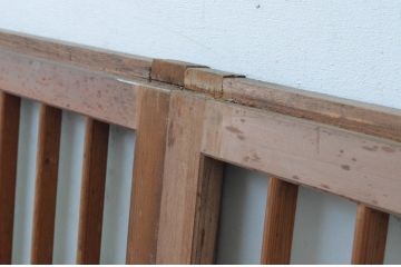 アンティーク建具　古い木味の格子入り横長ガラス窓4枚セット(ガラス戸、引き戸、明かり取り、明り取り、欄間)(R-065285)