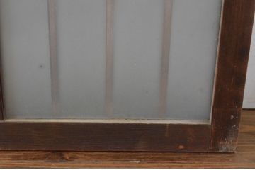 アンティーク建具　古い木味の格子入り横長ガラス窓4枚セット(ガラス戸、引き戸、明かり取り、明り取り、欄間)(R-065285)