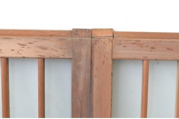 アンティーク建具　古い木味の格子入り横長ガラス窓4枚セット(ガラス戸、引き戸、明かり取り、明り取り、欄間)(R-065289)