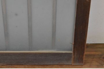 アンティーク建具　古い木味の格子入り横長ガラス窓4枚セット(ガラス戸、引き戸、明かり取り、明り取り、欄間)(R-065289)