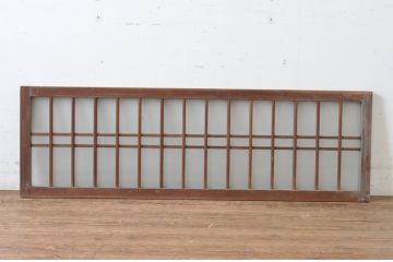 アンティーク建具　和の雰囲気を演出する格子入りの明かり取り1枚(ガラス欄間、明り取り、建具)(R-065290)