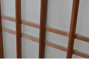 アンティーク建具　和の雰囲気を演出する格子入りの明かり取り1枚(ガラス欄間、明り取り、建具)(R-065290)