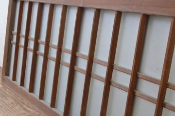 アンティーク建具　和の雰囲気を演出する格子入りの明かり取り1枚(ガラス欄間、明り取り、建具)(R-065290)