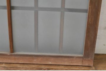 アンティーク建具　和の雰囲気を演出する格子入りの明かり取り1枚(ガラス欄間、明り取り、建具)(R-065290)