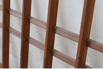アンティーク建具　和の雰囲気を演出する格子入りの明かり取り1枚(ガラス欄間、明り取り、建具)(R-065291)