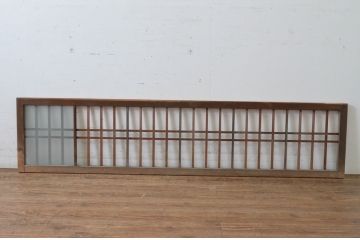 アンティーク建具　和の雰囲気を演出する格子入りの明かり取り1枚(ガラス欄間、明り取り、建具)(R-065291)
